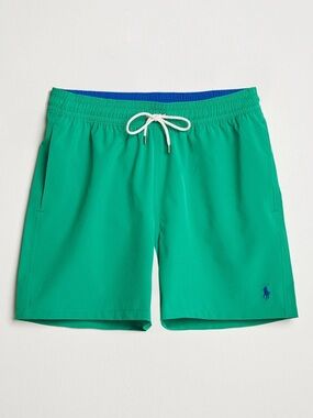 POLO RALPH LAUREN Traveler Swimshorts Billiard Green Blue Logo Patch Colorblock